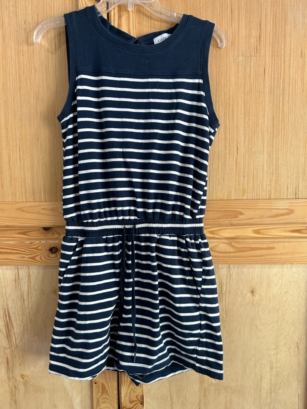 Evereve Navy and White Striped Sleeveless Romper